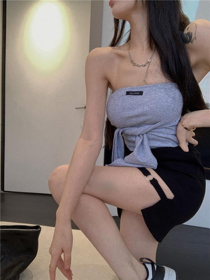 Black Skirt, Hip-Covering Skirt, Female Summer Sexy Sexy Short Skirt, Petite Design, High-Waisted Skirt, Trendy Autumn and Winter