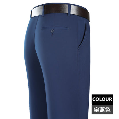 2025 New Summer Thin Mulberry Silk Middle-Aged Business Casual Straight Loose Wrinkle-Free Men's Pants