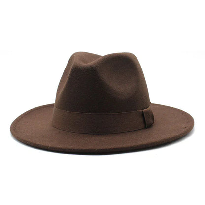 2023 New Hot Wide Brim Felt Fedora Hats With Bee Ribbon Autumn Winter Wedding Party Trilby Hat Men Gentleman Jazz Hats 56-58CM