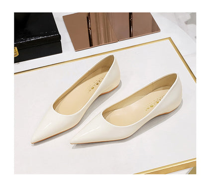Patent Leather Women Flats Lady Sexy Evening Party Slip On Flat Shoes Women Sharp Pointed Low Heel Shoes Leisure Female Shoes