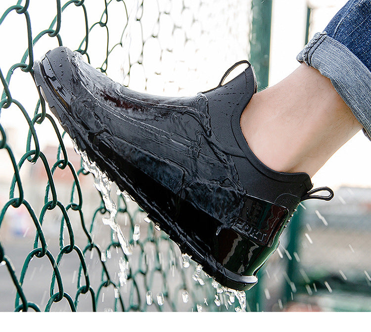 Cross-border Explosions Fashion Rain Boots Men's Non-slip Rubber Shoes Thick Sole Wear-resistant Outer Wear Rain Boots Non-slip Kitchen Water Shoes Men