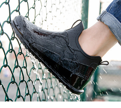 Cross-border Explosions Fashion Rain Boots Men's Non-slip Rubber Shoes Thick Sole Wear-resistant Outer Wear Rain Boots Non-slip Kitchen Water Shoes Men