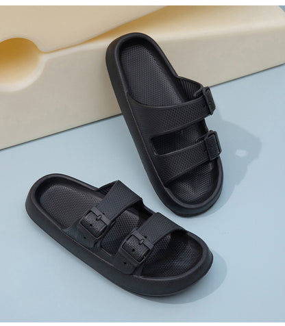 Foreign Trade Double Buckle Cool EVA Slippers Lovers Women's Beach Slippers Classic Men's Slippers