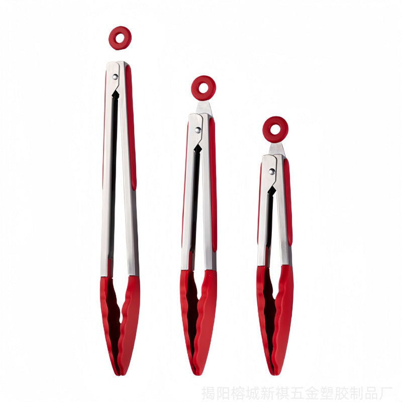 Cross-Border Silicone Clips, High Temperature Resistant Kitchen Anti-Scalding Barbecue Barbecue Clips, Food Clips, Household Stainless Steel Steak Clips