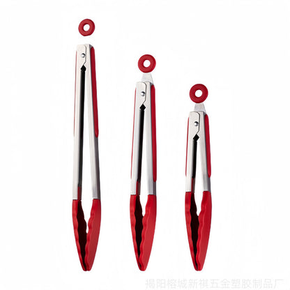 Silicone Clips for Kitchen Non-Stick Pans, Anti-Scalding and High Temperature Resistance, Household Barbecue and Steak Special Set, Stainless Steel Food Clips