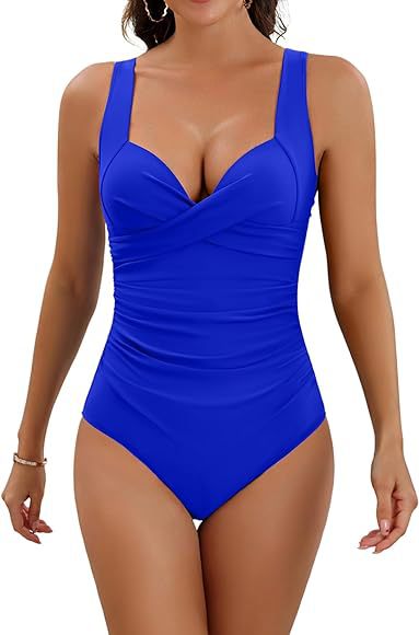 2024 new European and American tight one-piece bikini swimsuit solid color sexy tight beach wading hot spring holiday swimming