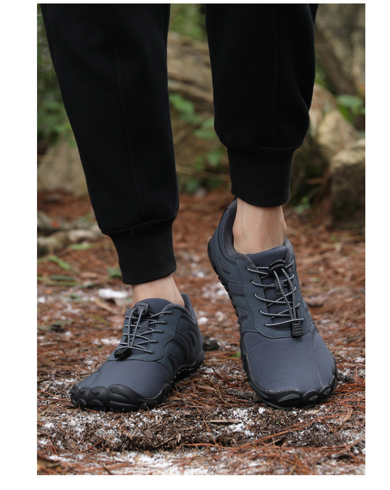 Outdoor Snow Boots, Home Cross-Border Winter New Style, Non-Slip Short Style, Fleece-Lined Warm Cotton Shoes, Thick-Soled Barefoot Five-Toe Shoes