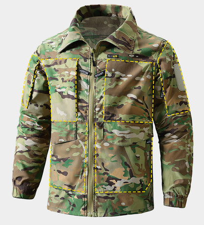 Outdoor Summer Camouflage Clothing suit Men's Wear-resistant Tear-resistant Multi-pocket Labor Protection Breathable Quick-drying Training Clothing Men's Tooling