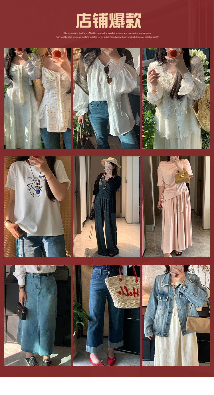 Two days 2025 spring new plus size women's tassel hollow blouse/solid color waist dress 8782AB