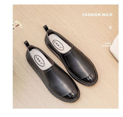 Thickened New Rain Boots Women's Four Seasons Yuanbao Shallow Water Shoes Middle-aged Short Tube Waterproof Non-slip fleece-lined Warm Rubber Rain Boots