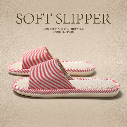 Linen Slippers for Men 2025 New Summer Indoor Home Soft-Soled Non-Slip Breathable Deodorant Cotton and Linen Slippers for Men