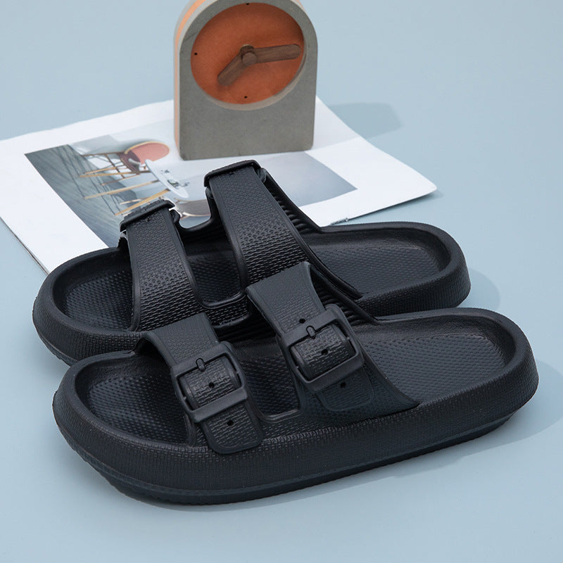 Foreign Trade Double Buckle Cool EVA Slippers Lovers Women's Beach Slippers Classic Men's Slippers