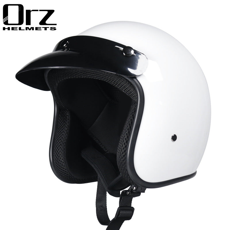 Cross-border retro helmet personality men's and women's leather helmet electric car helmet 3/4 summer helmet half helmet scooter four seasons universal