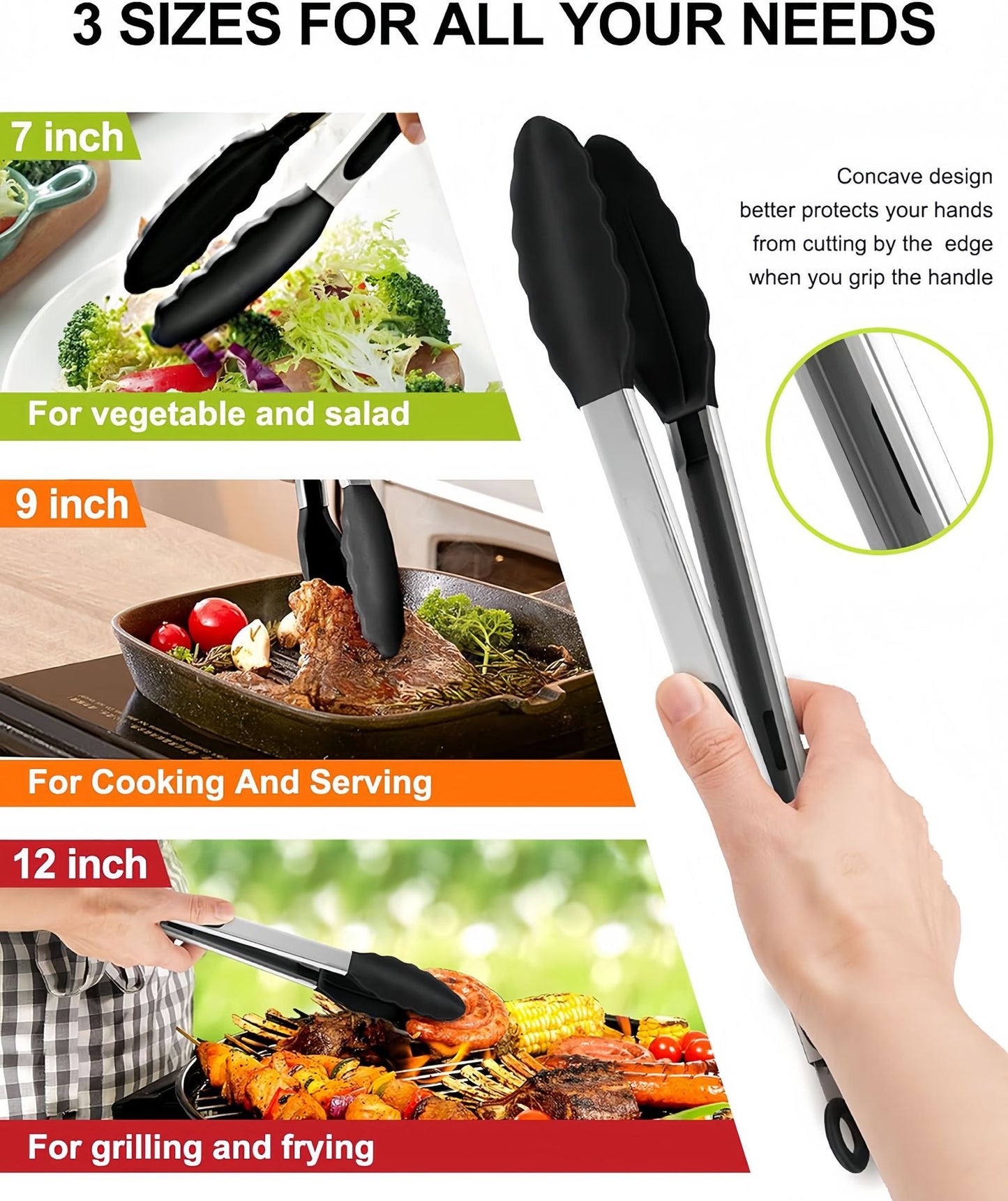 Silicone Clips for Kitchen Non-Stick Pans, Anti-Scalding and High Temperature Resistance, Household Barbecue and Steak Special Set, Stainless Steel Food Clips