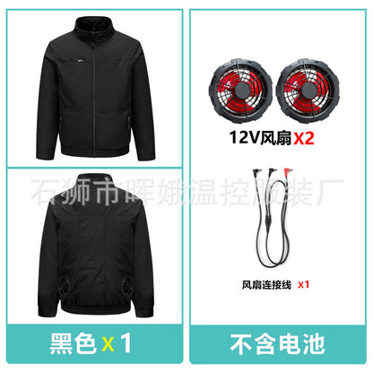 Cross-Border New Smart Air-Conditioned Clothing Porous Fan Stand Collar Workwear Outdoor Work Uniform Labor Protection Duty Fan Clothing