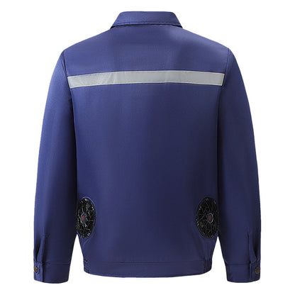 Cross-Border Cooling Air-Conditioning Clothing with Reflective Strips and Fan Cooling Clothing for Men and Women Labor Protection Summer Outdoor Work Clothes