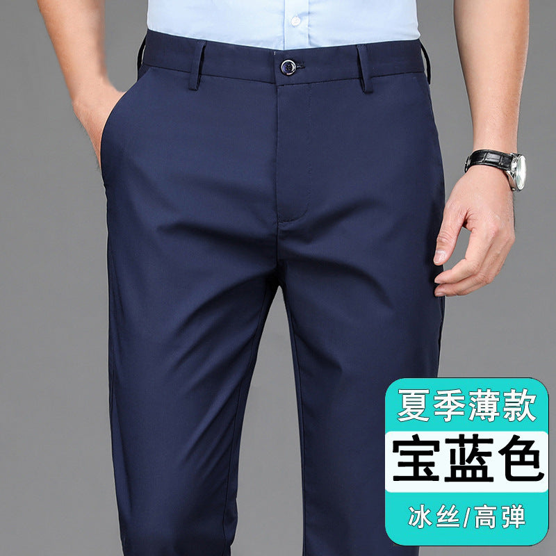 Men's Casual Trousers for Foreign Trade, Loose and Fattened, No-Iron Straight Suit, Business Elastic Trousers Wholesale
