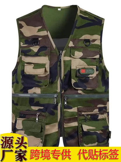 Cross-Border Outdoor Multi-Pocket Vest Men's Fishing Vest Photography Middle-Aged Men's Tops Work Clothes Middle-Aged and Elderly Dad Wear