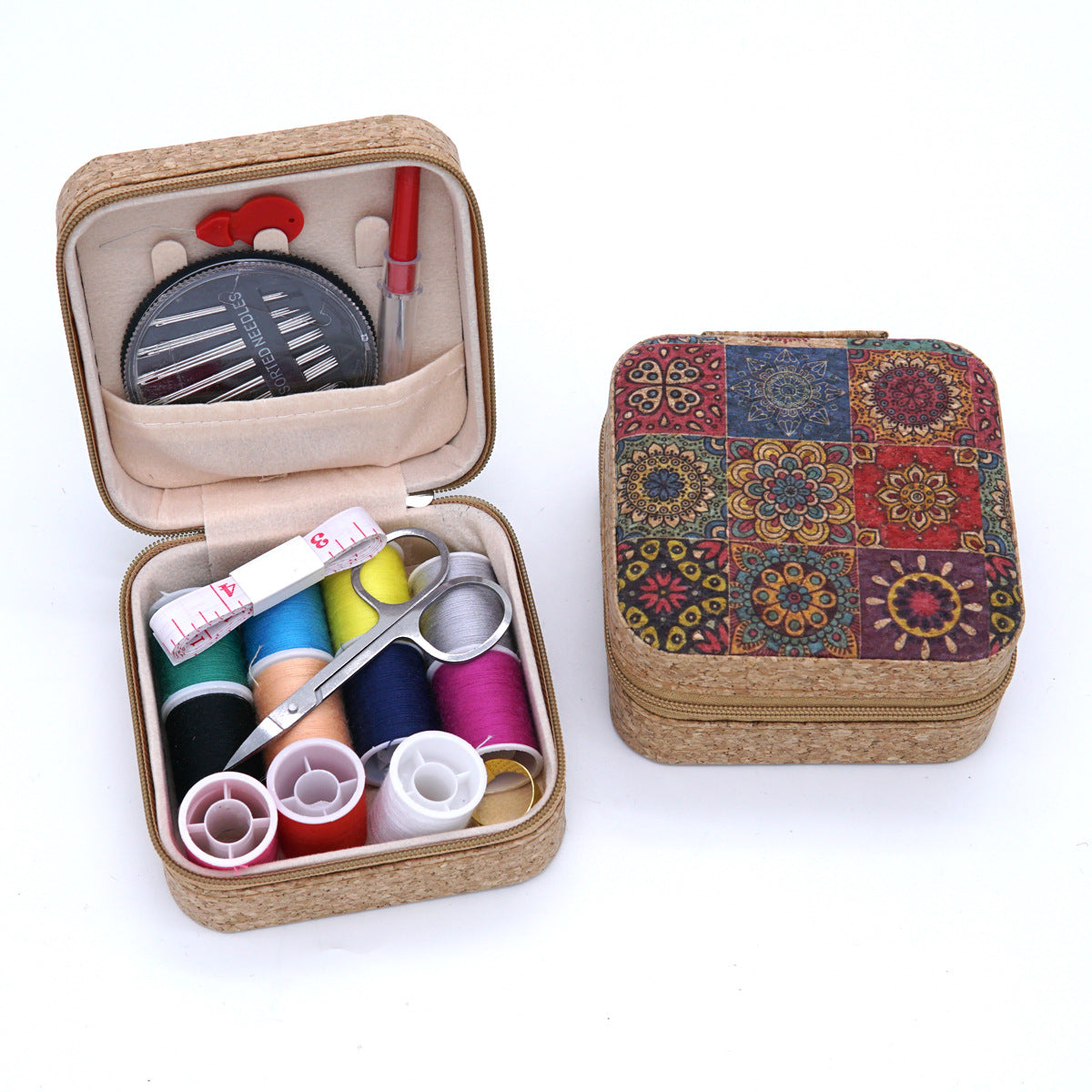 Amazon Cross-Border Household Practical Portable Multi-Functional Retro Sewing Box Sewing Kit Sewing Hand Sewing Set Tool