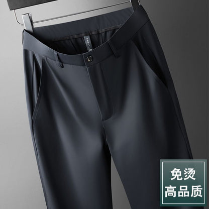 Wholesale Summer New Casual Pants Men's Thin Straight Loose Business Pants High Stretch Ice Silk Cold Pants