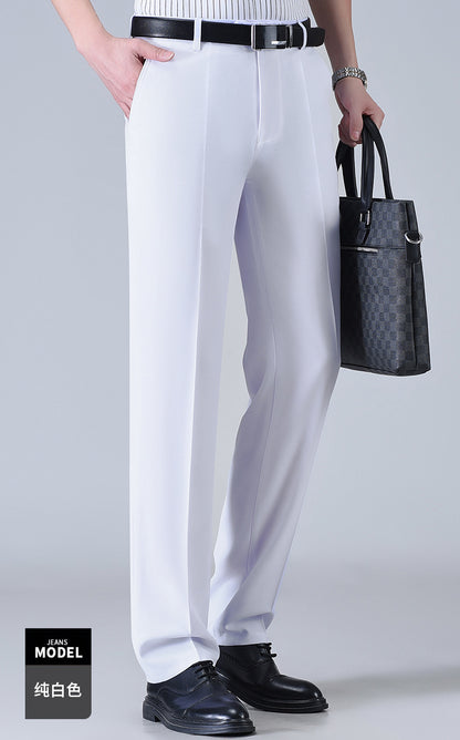 2025 New Summer Thin Mulberry Silk Middle-Aged Business Casual Straight Loose Wrinkle-Free Men's Pants