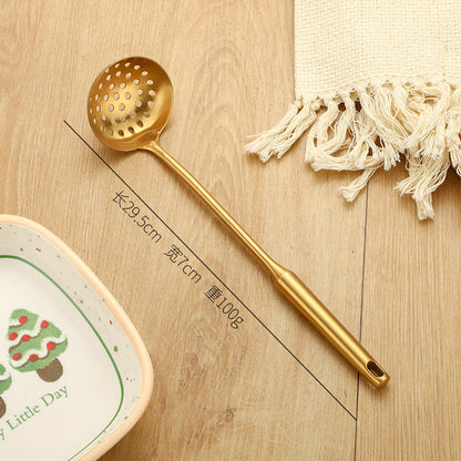 Stainless Steel High-grade Soup Leak Hot Pot Spoon Thickened Soup Spoon Golden Large Soup Spoon Titanium Plated Golden Soup Spoon Golden Spatula Spoon