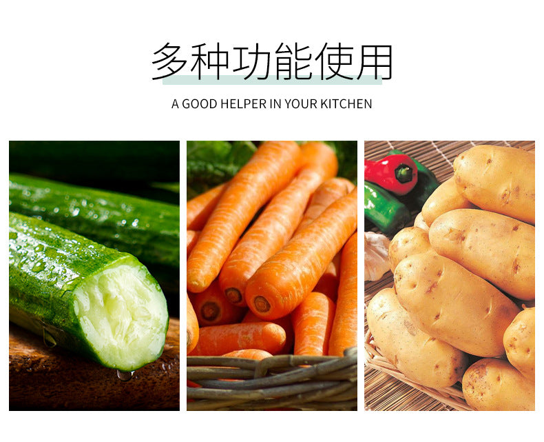 Multi-functional three-in-one stainless steel round planer with lid and bottom box melon Planer melon fruit vegetable grater radish shredder
