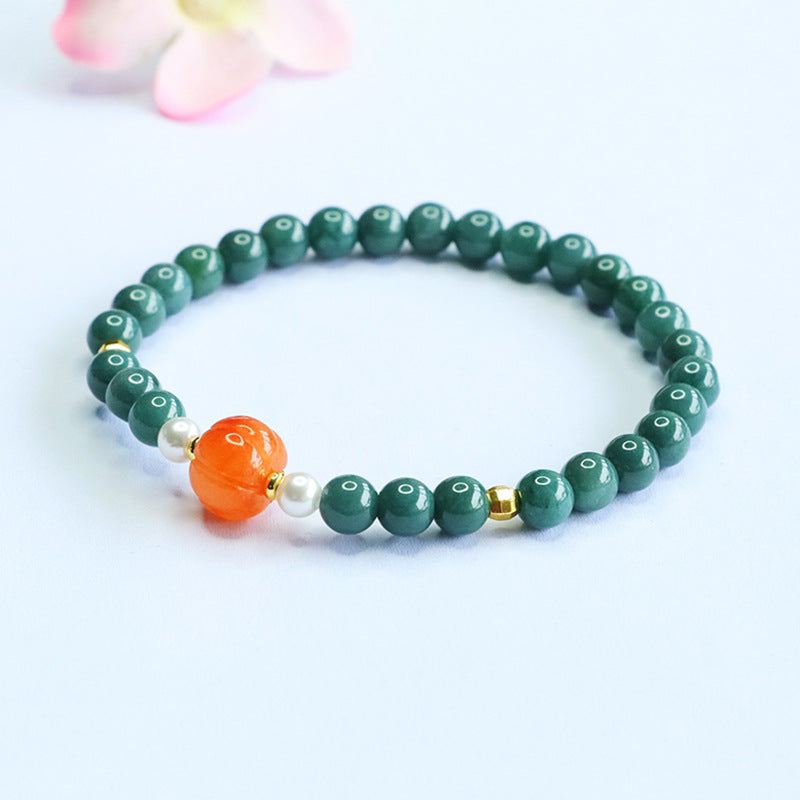 Guan Yu Natural Grade a Jadeite Blue Water Bracelet Golden Silk Jade Bracelet Live Broadcast Temple Hot Sale Wholesale S5070602