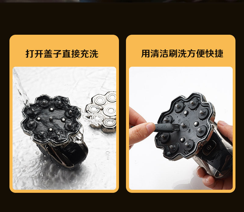 Cross-border nine-blade head bald self-service haircut artifact electric rechargeable razor magnetic suction head body washing knife