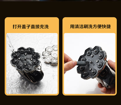 Cross-border nine-blade head bald self-service haircut artifact electric rechargeable razor magnetic suction head body washing knife
