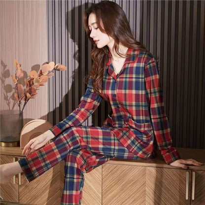 Autumn and Winter Women's 100 Pure Cotton Pajamas Women's Loose Cardigan for Middle-aged and Elderly Mothers Spring and Autumn Long-sleeved Casual Home Clothes