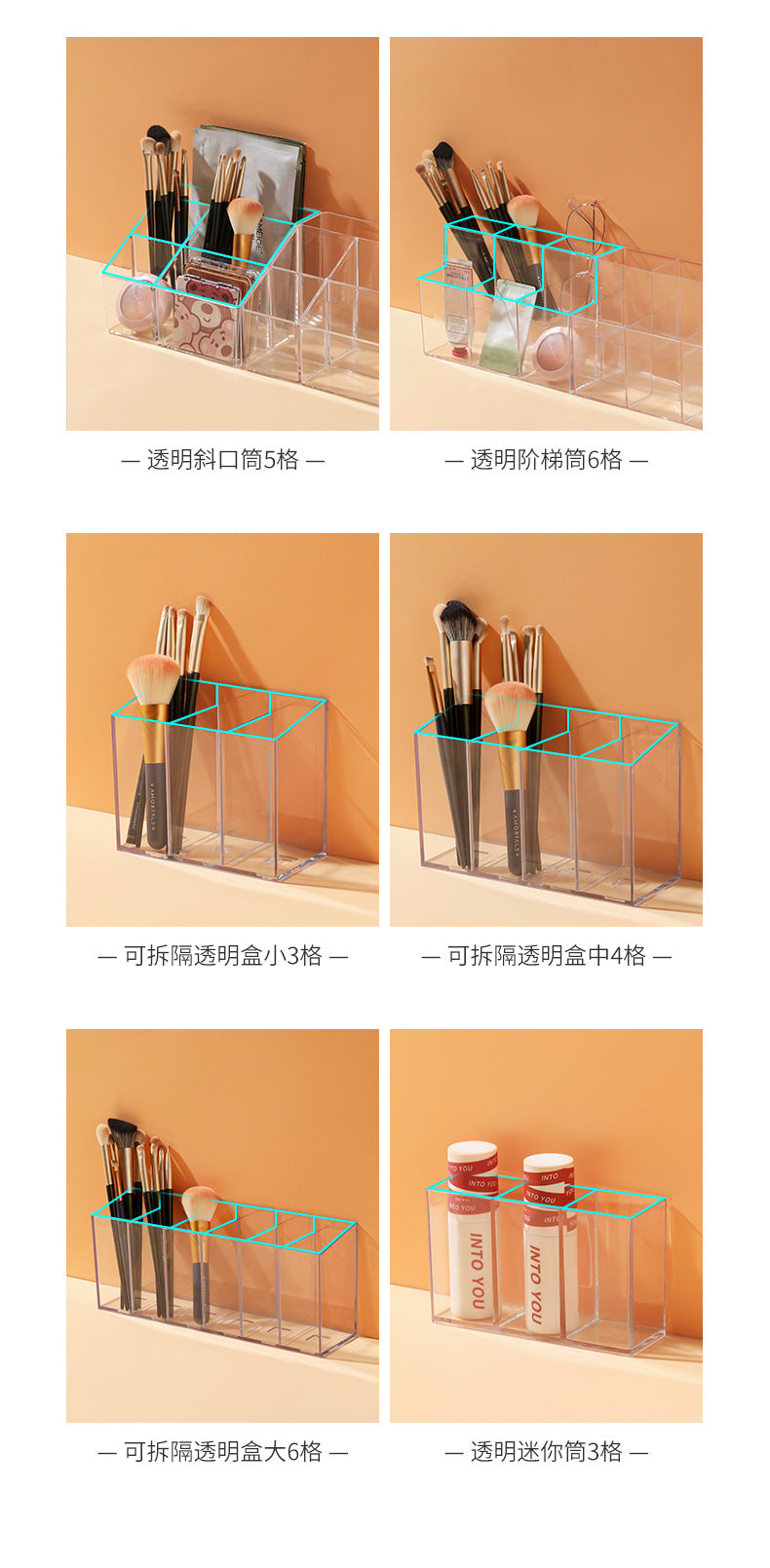 Pen Holder Desktop Stationery Storage Box Transparent Acrylic Multifunctional Student Pen Holder Office Note Pad Organizer Box