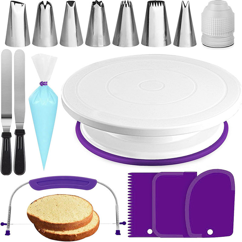 Baking tools suit cake decorating table turntable decorating mouth decorating bag spatula scraper plastic turntable wholesale