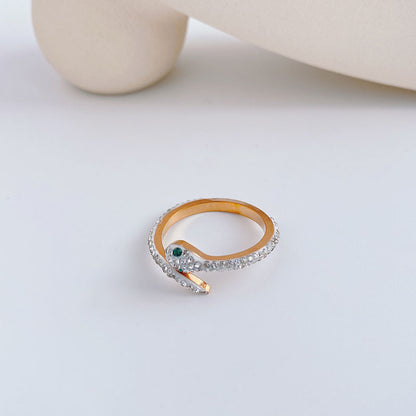 South Korea Simple Titanium Steel Ring Women's Ins Trendy Diamond Small Snake Index Finger Light Luxury Niche Design Sense Ring Jewelry