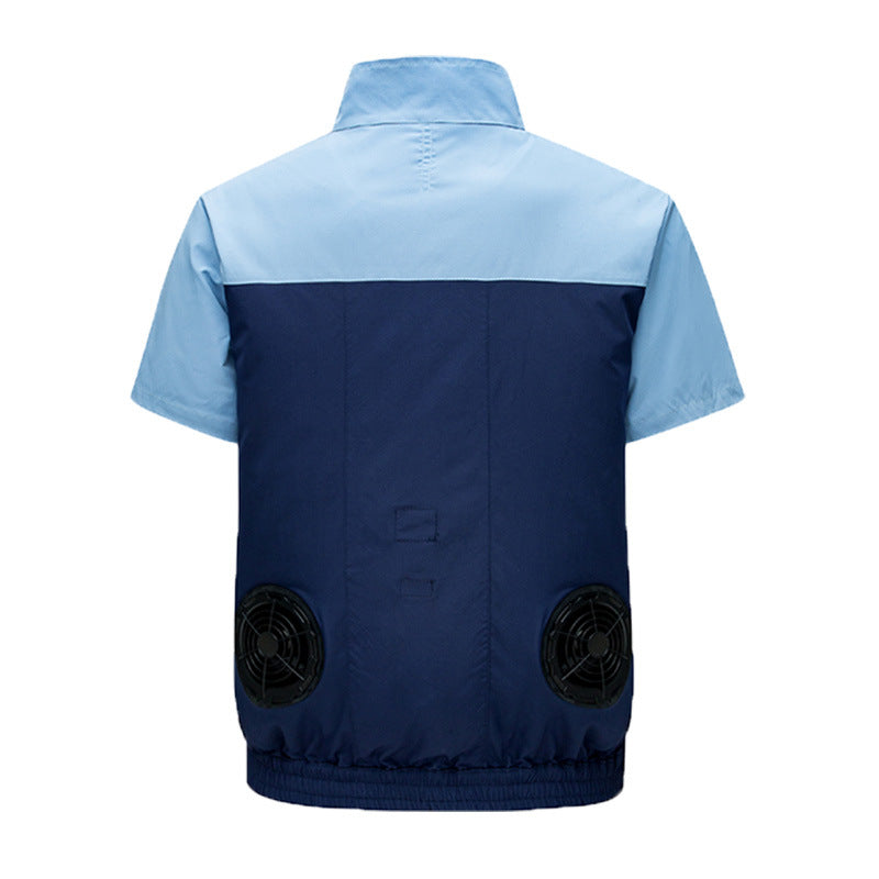 Cross-Border Summer Cooling Air-Conditioning Clothing with Fan Refrigeration Workwear Outdoor Heatstroke Prevention Fan Clothing Men's Labor Protection Clothing Work Clothes