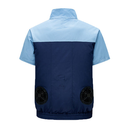 Cross-Border Summer Cooling Air-Conditioning Clothing with Fan Refrigeration Workwear Outdoor Heatstroke Prevention Fan Clothing Men's Labor Protection Clothing Work Clothes
