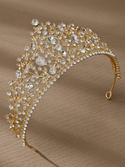 European and American All-match Bride Wedding Hair Accessories Light Luxury Full Diamond Birthday Party Crown Baroque Vintage Rhinestone Crown