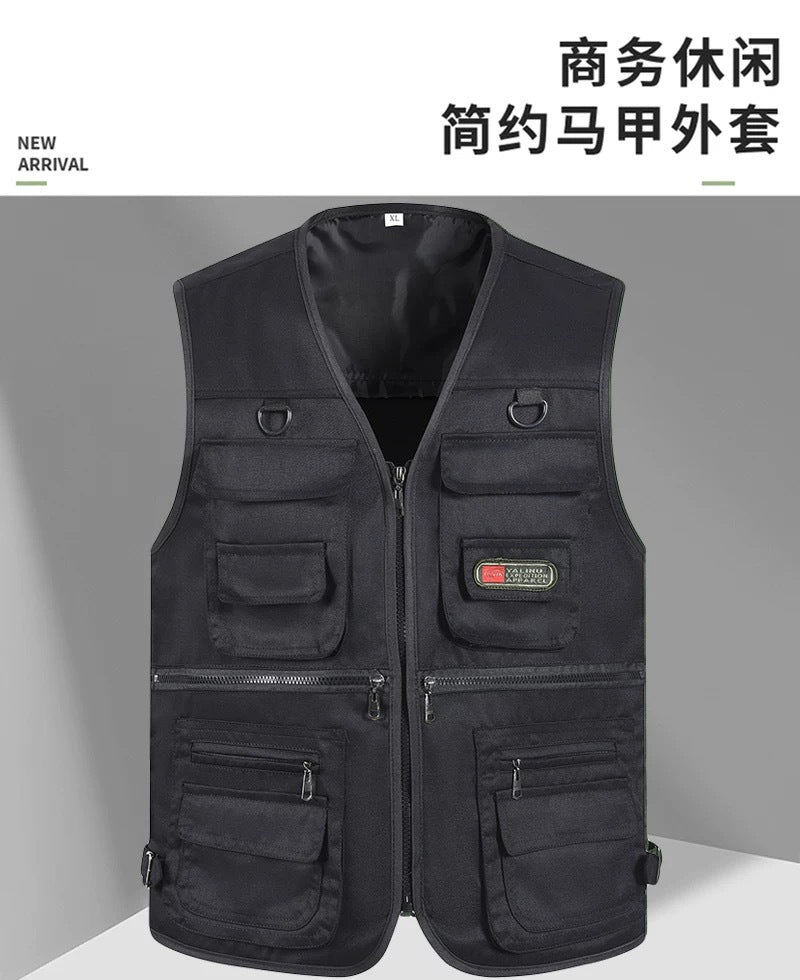 Cross-Border Outdoor Multi-Pocket Vest Men's Fishing Vest Photography Middle-Aged Men's Tops Work Clothes Middle-Aged and Elderly Dad Wear
