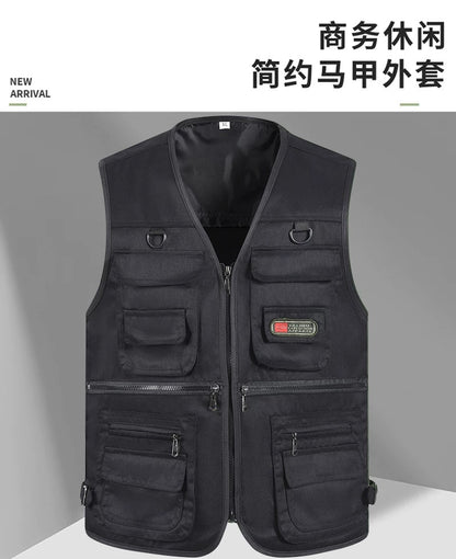 Cross-Border Outdoor Multi-Pocket Vest Men's Fishing Vest Photography Middle-Aged Men's Tops Work Clothes Middle-Aged and Elderly Dad Wear