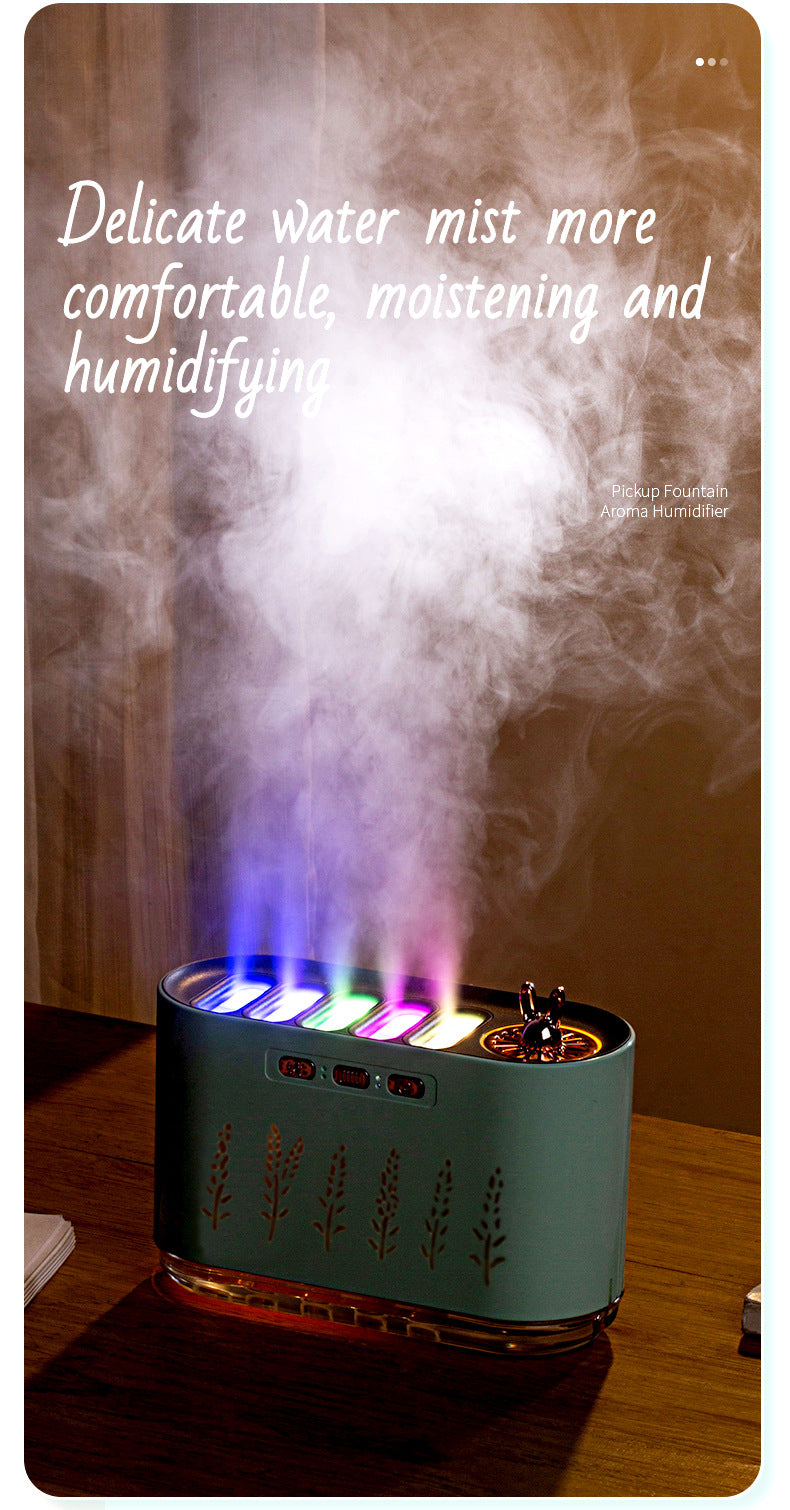 Cross-border New Air Humidifier Home Silent Bedroom Five-hole Spray Aromatherapy Creative Dynamic Colorful Voice Control Pick-up
