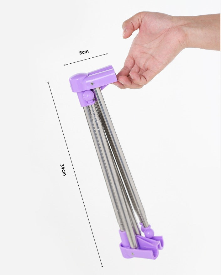 Portable Telescopic Folding Drying Rack Stainless Steel Telescopic Folding Hanger Household Bold Travel Clothes Bar