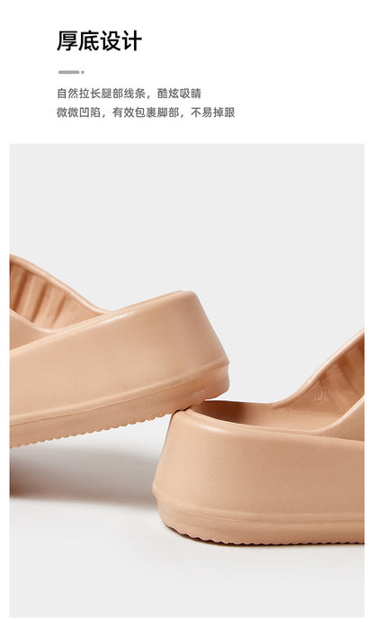 Thick-Soled Sandals for Women's Outer Wear, Fashionable 2024 Summer New Style, Two-Wear Beach Sandals with Holes in the Shoes