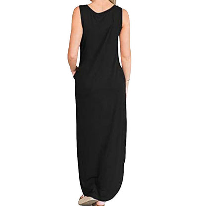 Spot Amazon Independent Station Ebay Women's Dress Good Vibes Rainbow Flap Pocket Pants Casual Sleeveless Long Skirt
