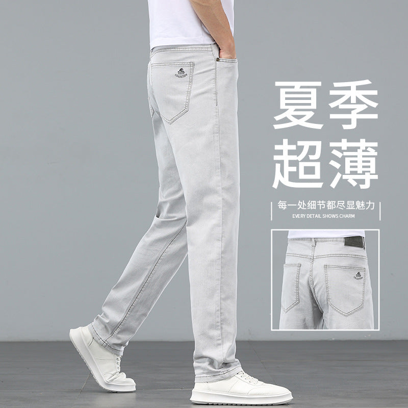 Lyocell Tencel Jeans Men's Straight-Leg Loose 2025 New Men's Pants Summer Thin Ice Silk Ultra-Thin Pants