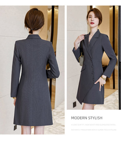 High-end gray professional dress autumn temperament jewelry store work clothes hotel front desk work clothes reception formal wear