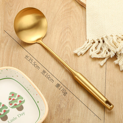 Stainless Steel High-grade Soup Leak Hot Pot Spoon Thickened Soup Spoon Golden Large Soup Spoon Titanium Plated Golden Soup Spoon Golden Spatula Spoon