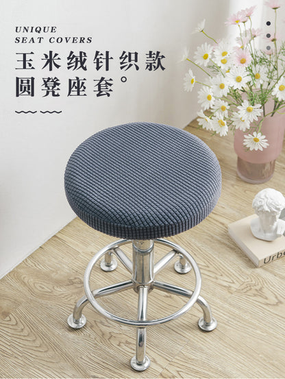 Universal Simple Round Stool Cover, Fully Enclosed, Dustproof, Non-Slip, Fleece Bar Stool Cover for Beauty Salon Swivel Chair Cushion