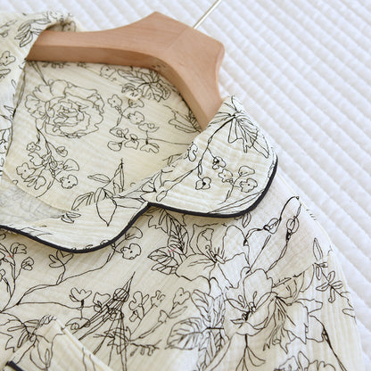 New pajamas women's summer cool pure cotton crepe vest suit outdoor home wear summer wholesale