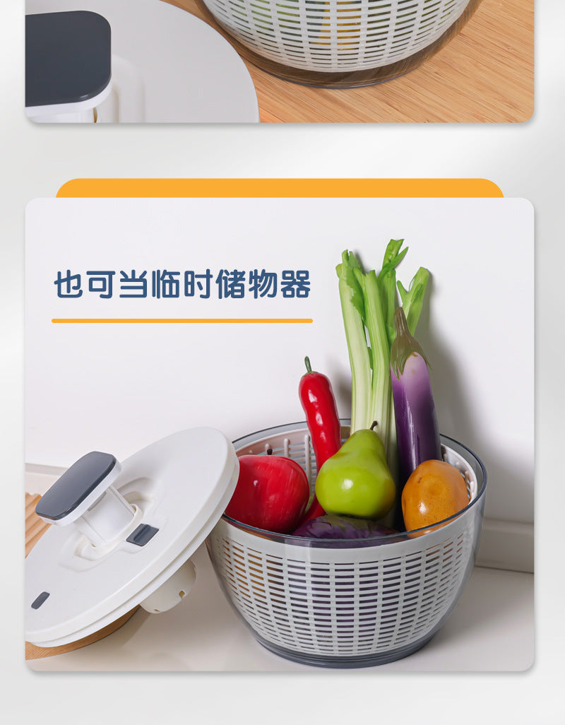 Household Multifunctional Pressing Vegetable Dehydrator Large Capacity Rotating Drain Basket Fitness Meal Fruit Salad Dryer