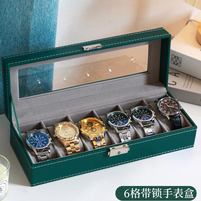 2025 New Leather Watch Box Storage Box with Lock Home Watch Organizer Display Box Mechanical Watch Jewelry Box